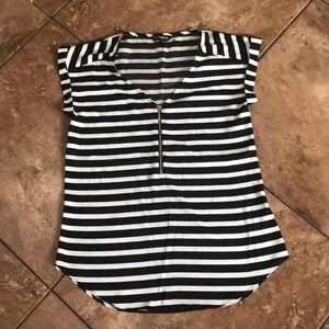 Express Striped Blouse Zipper XS